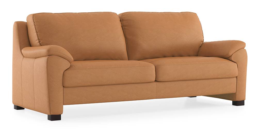 Farina Half Leather Sofa (Mustard Italian Leather)